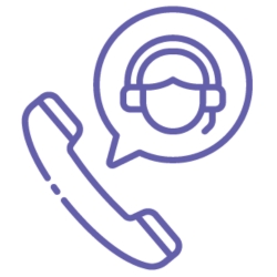Minimal purple line icon of a phone call